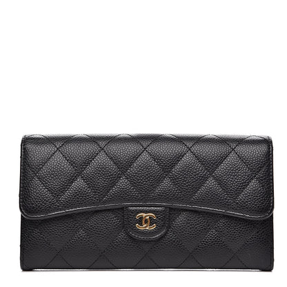 Chanel Caviar Quilted Large Gusset Flap Wallet Black 1 of 11