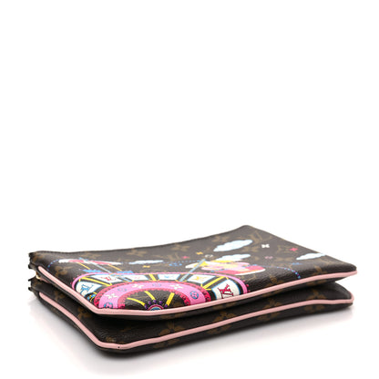 Louis Vuitton Monogram 2020 Christmas Animation Big Wheel Double Zip Pochette Rose Ballerine 4 of 7
