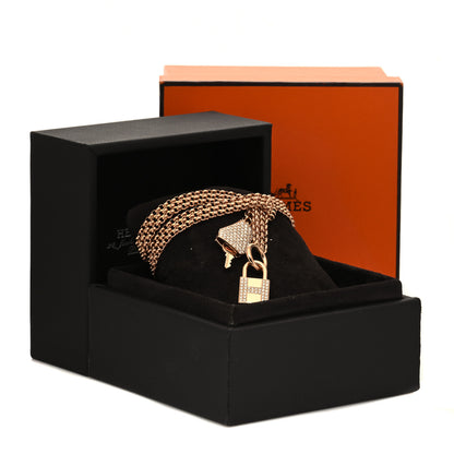 Hermes 18K Rose Gold Pave Diamond GM Kelly Clochette Bracelet SH 9 of 9