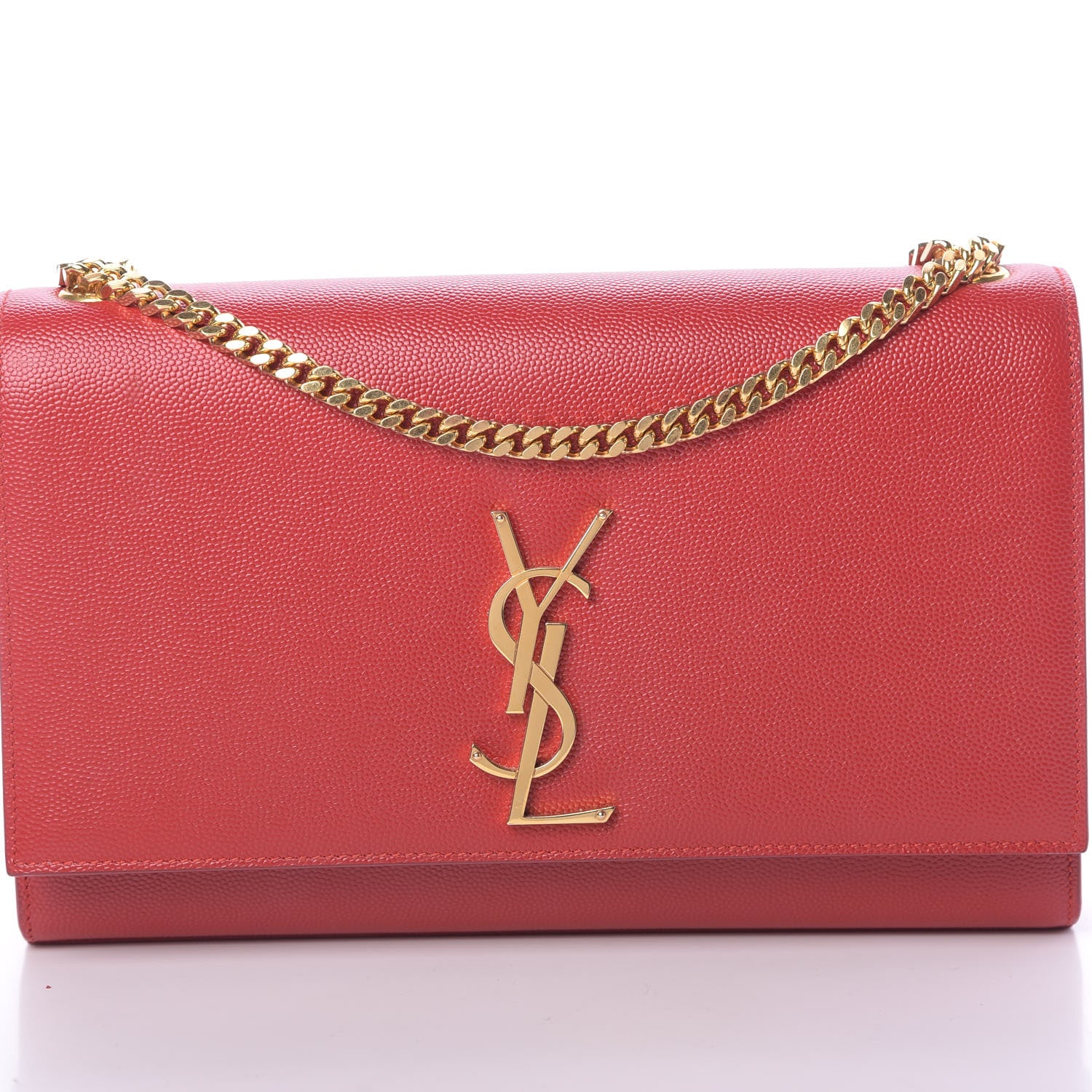 Saint Laurent Grain De Poudre Medium Monogram Kate Satchel Red 8 of 10