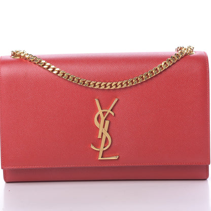 Saint Laurent Grain De Poudre Medium Monogram Kate Satchel Red 8 of 10
