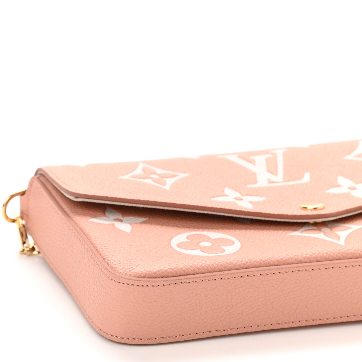 Louis Vuitton Empreinte Monogram Giant Felicie Pochette Chain Wallet Rose Trianon Creme 9 of 10
