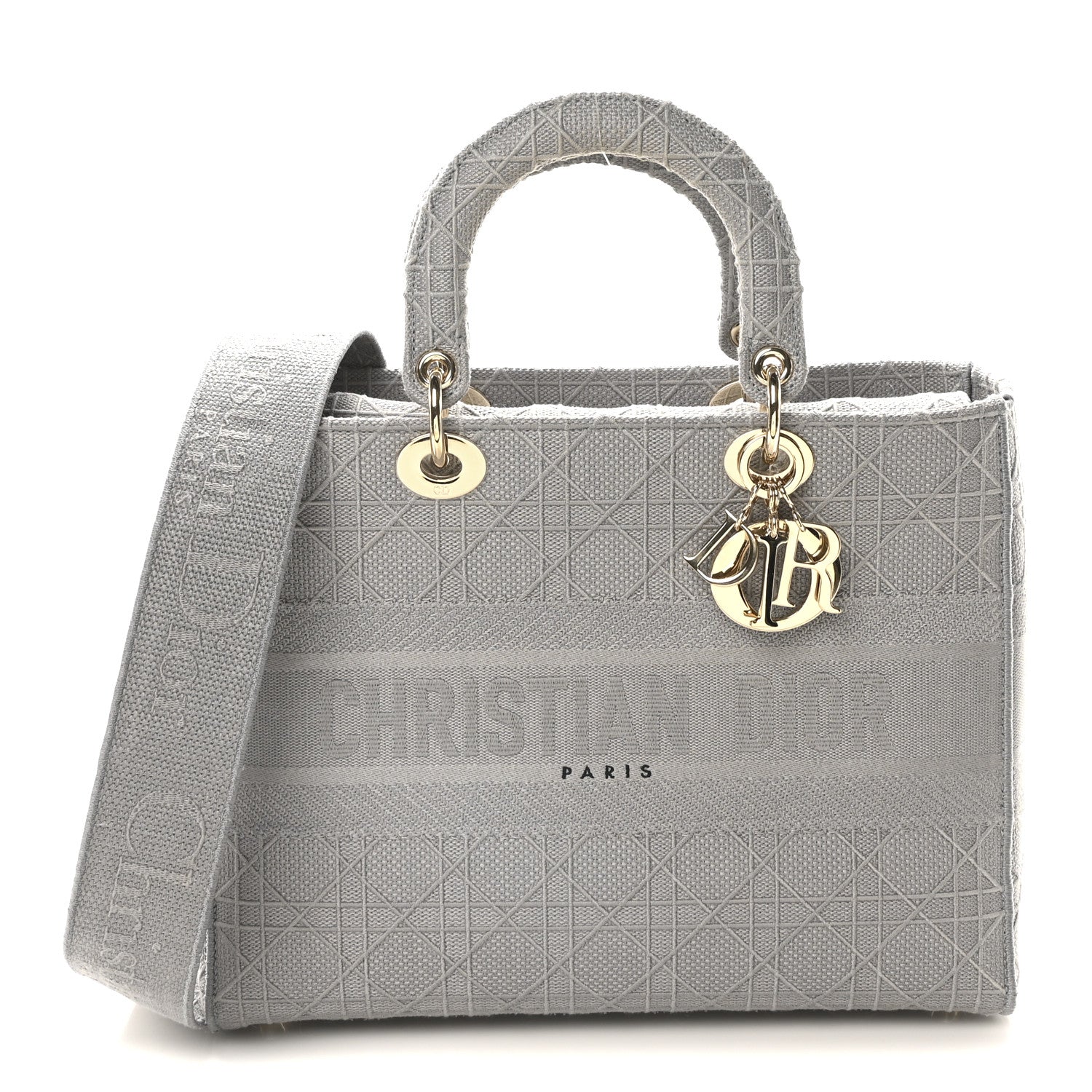 Christian Dior Canvas Embroidered Cannage Lady D-Lite Gray 1 of 11