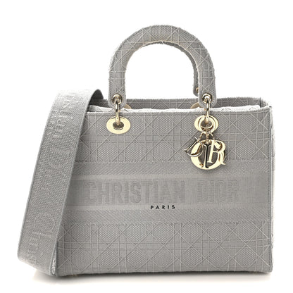 Christian Dior Canvas Embroidered Cannage Lady D-Lite Gray 1 of 11