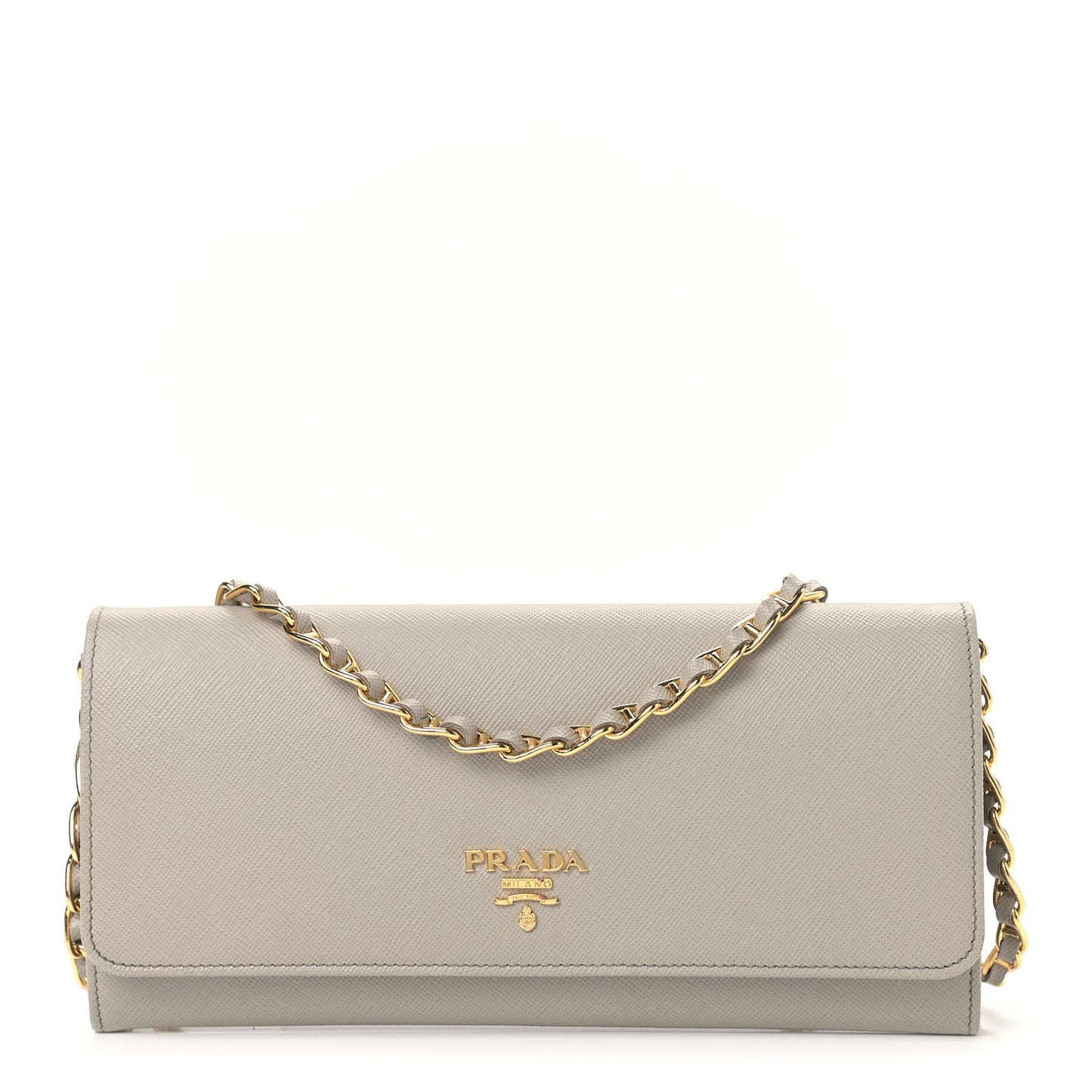 Saffiano Metal Oro Chain Wallet Pomice