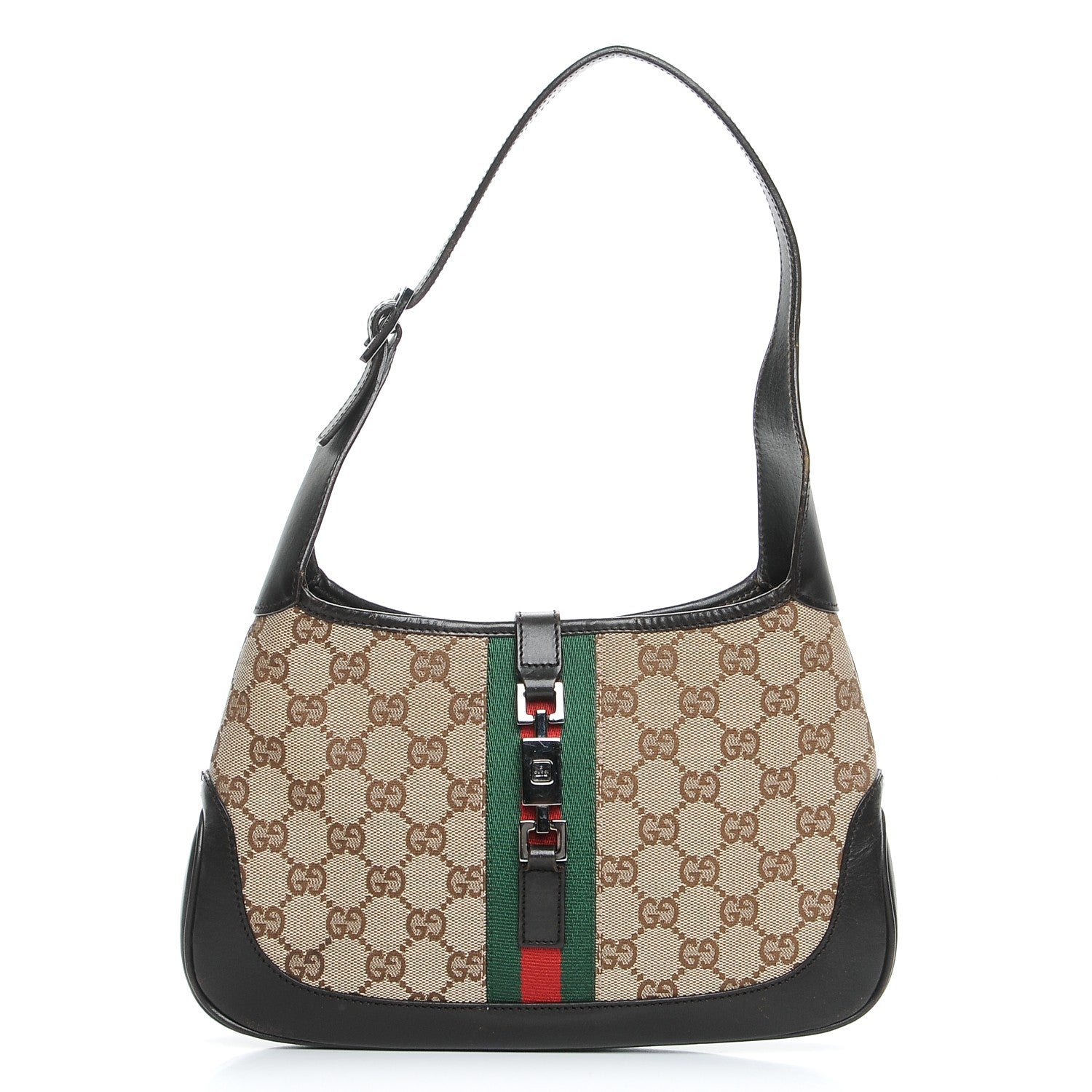 Gucci Monogram Web Small Jackie O Hobo Dark Brown 1 of 7