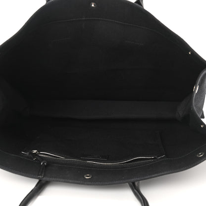 Saint Laurent Linen Calfskin Rive Gauche Tote Black 5 of 9