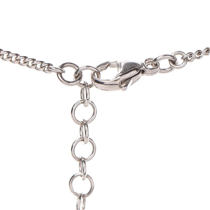 Chanel Crystal CC Drop Pendant Necklace Silver 4 of 5