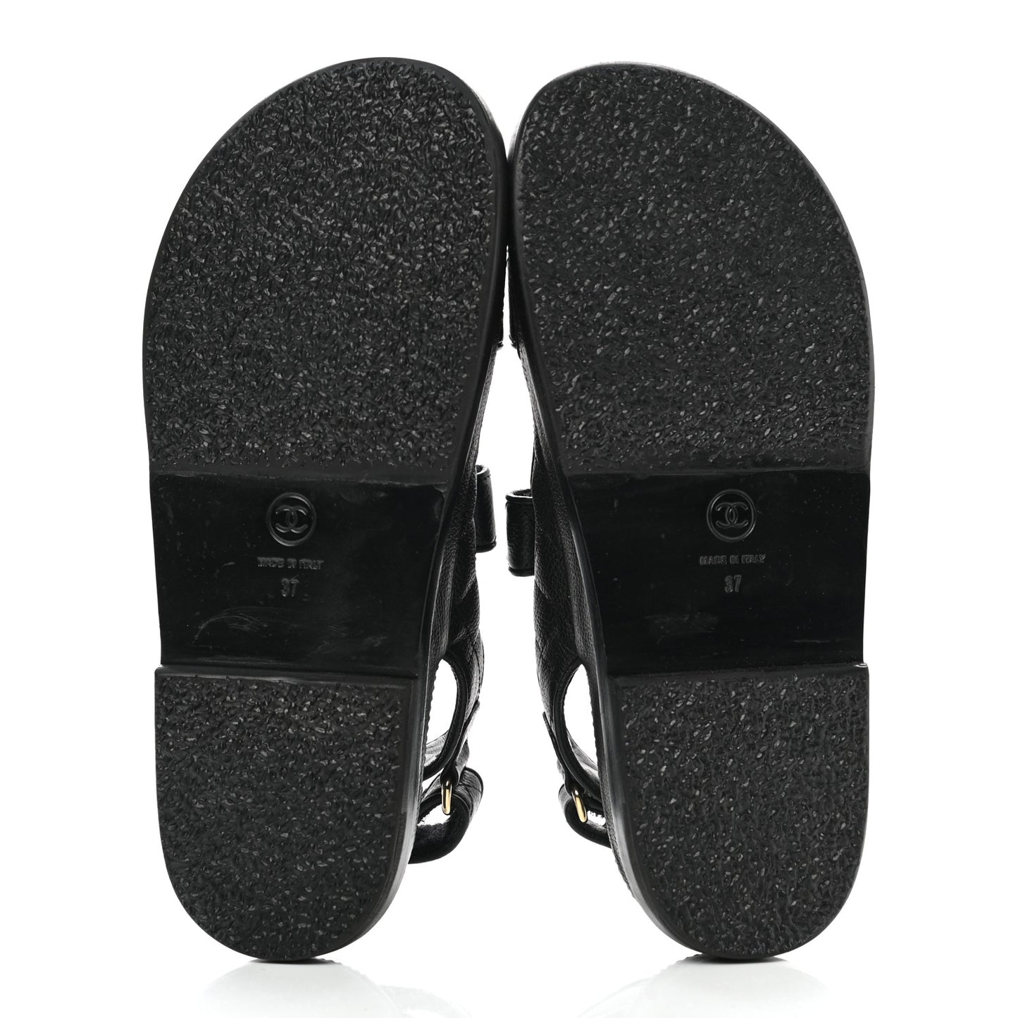 Grained Calfskin Velcro Dad Sandals 37 Black