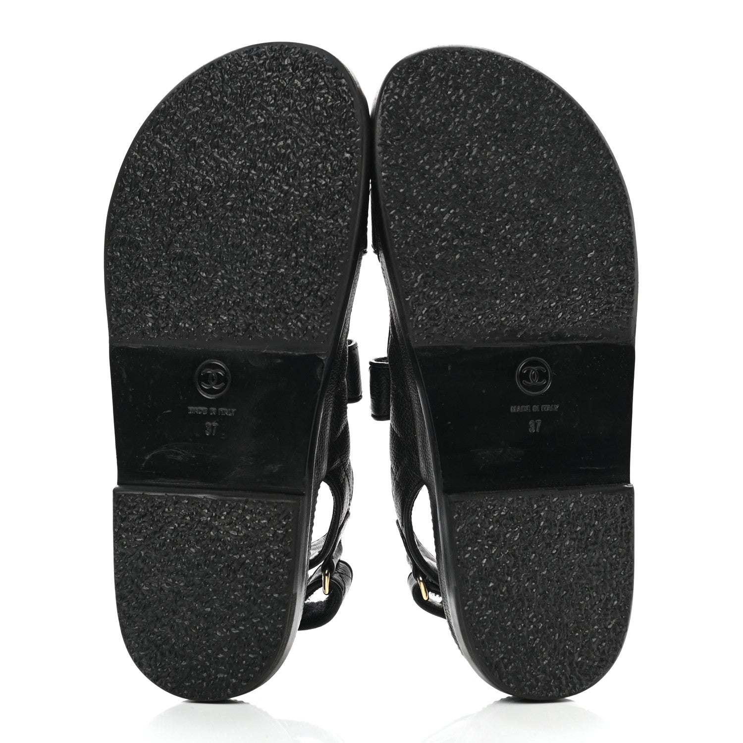 Chanel Grained Calfskin Velcro Dad Sandals 37 Black 5 of 9