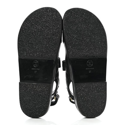Chanel Grained Calfskin Velcro Dad Sandals 37 Black 5 of 9