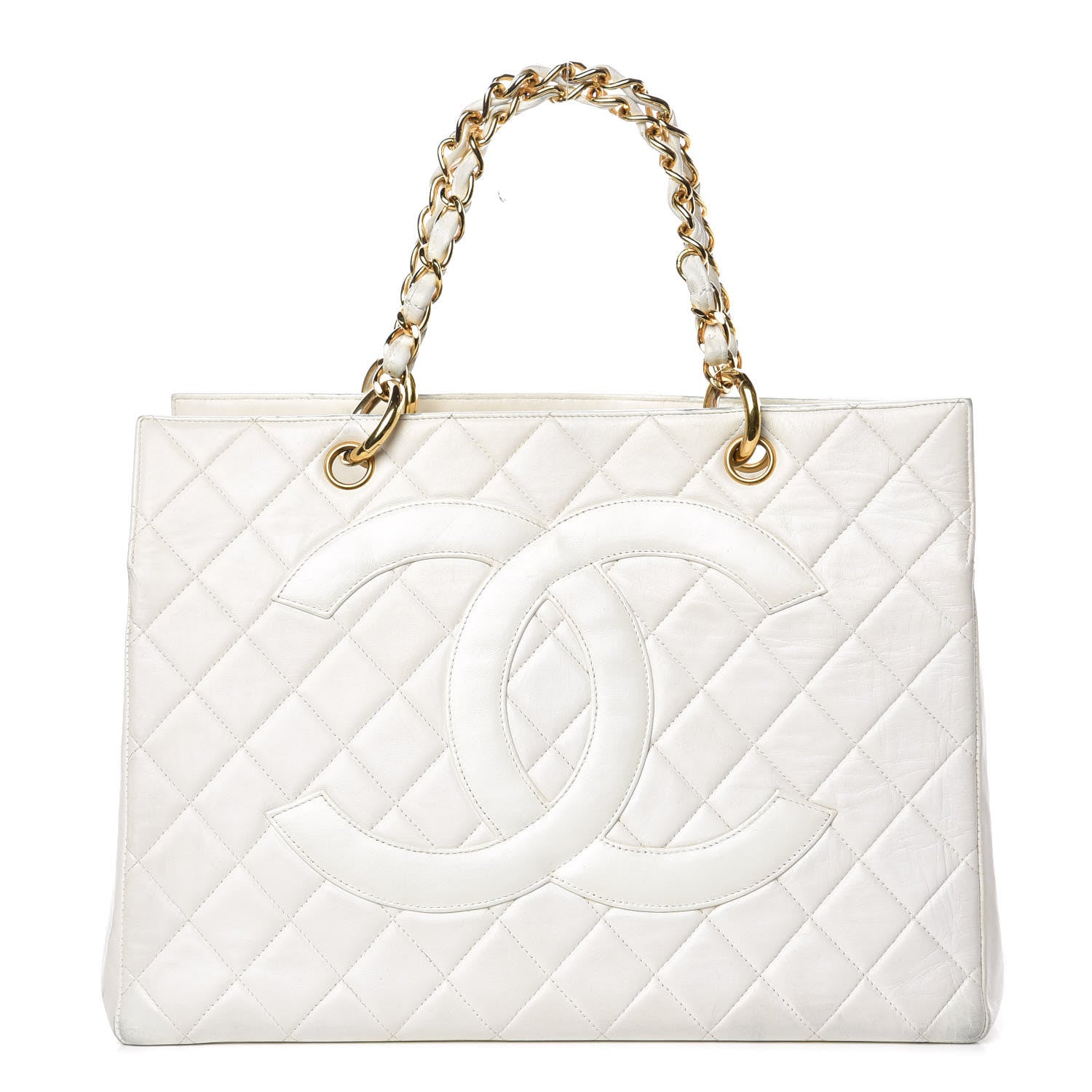 Chanel Calfskin Quilted Shopping Tote White 1 of 18