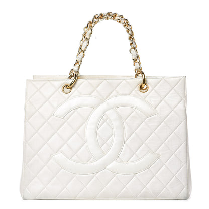 Chanel Calfskin Quilted Shopping Tote White 1 of 18
