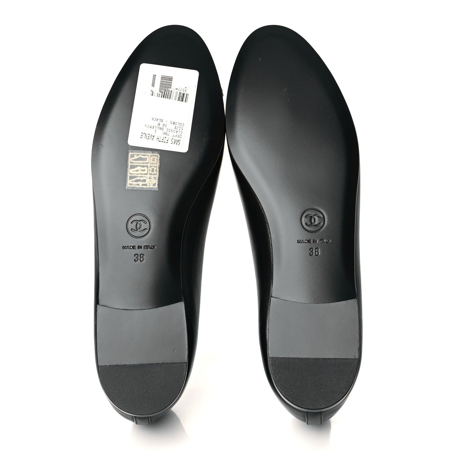Lambskin Patent Cap Toe Ballerina Flats 38 Black