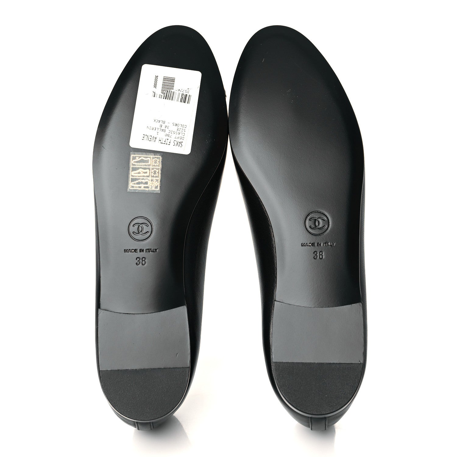 Chanel Lambskin Patent Cap Toe Ballerina Flats 38 Black 5 of 8