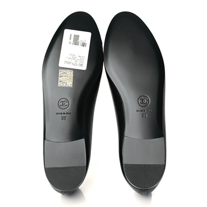 Chanel Lambskin Patent Cap Toe Ballerina Flats 38 Black 5 of 8