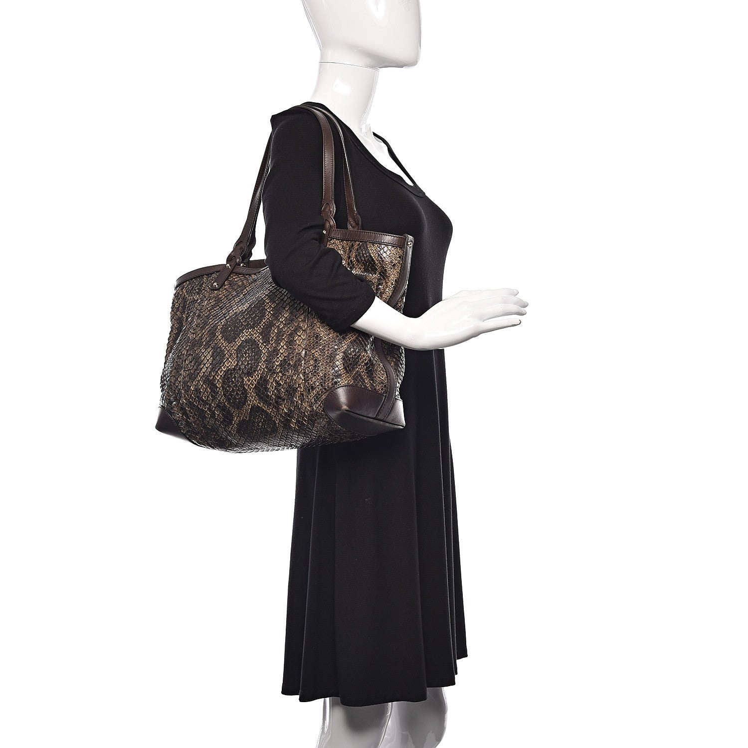 Gucci Python Medium Craft Tote Brown 2 of 15