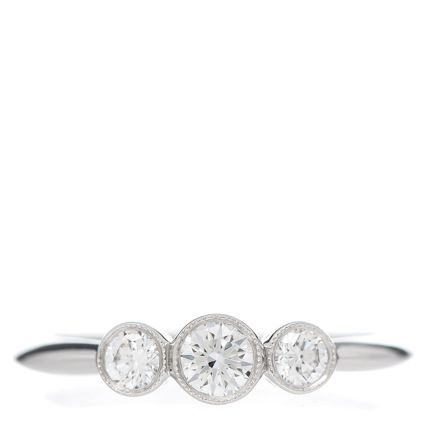 Platinum Diamond Three Stone Milgrain Ring 52 6