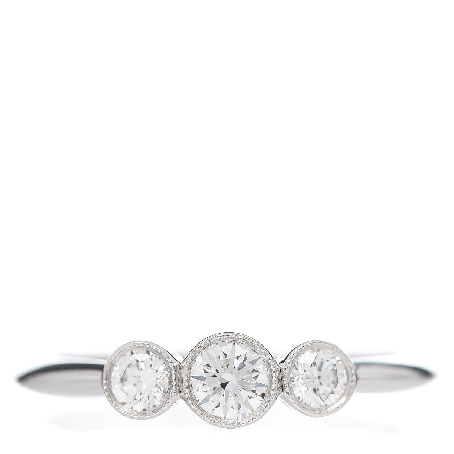 Tiffany Platinum Diamond Three Stone Milgrain Ring 52 6 1 of 5
