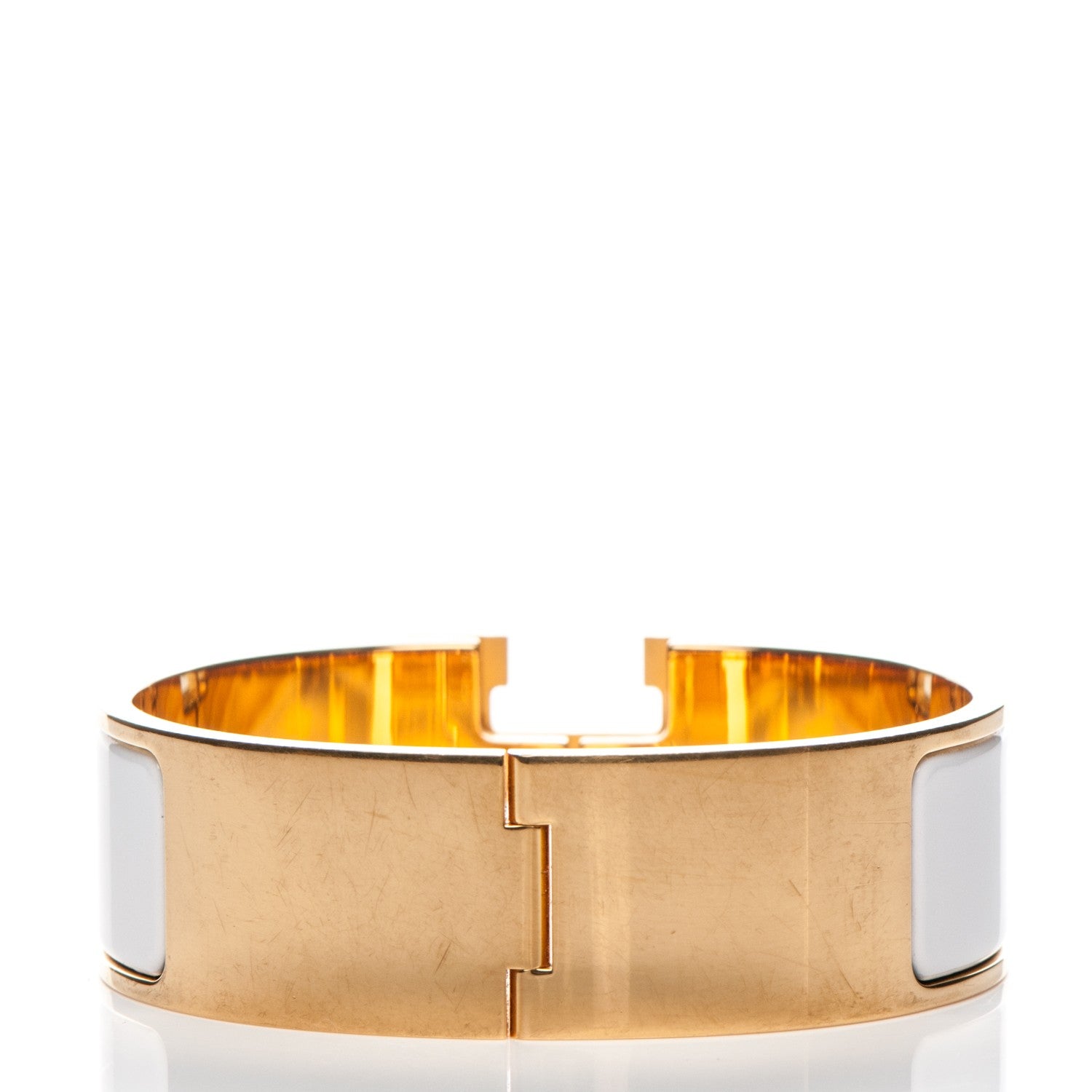 Hermes Enamel Wide Clic Clac H Bracelet GM White 3 of 5
