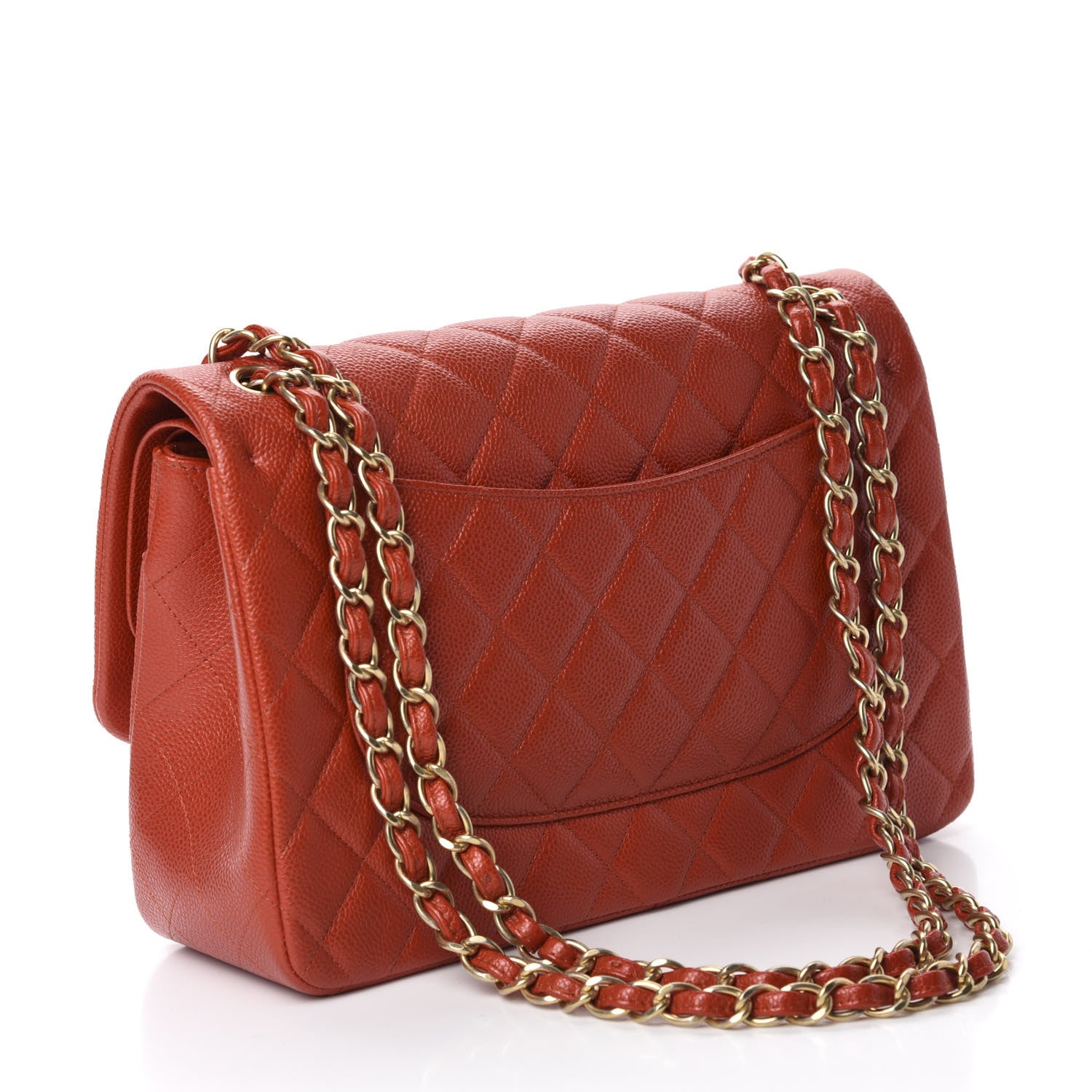 Chanel Pearly Caviar Quilted Jumbo Double Flap Orange 3 of 10