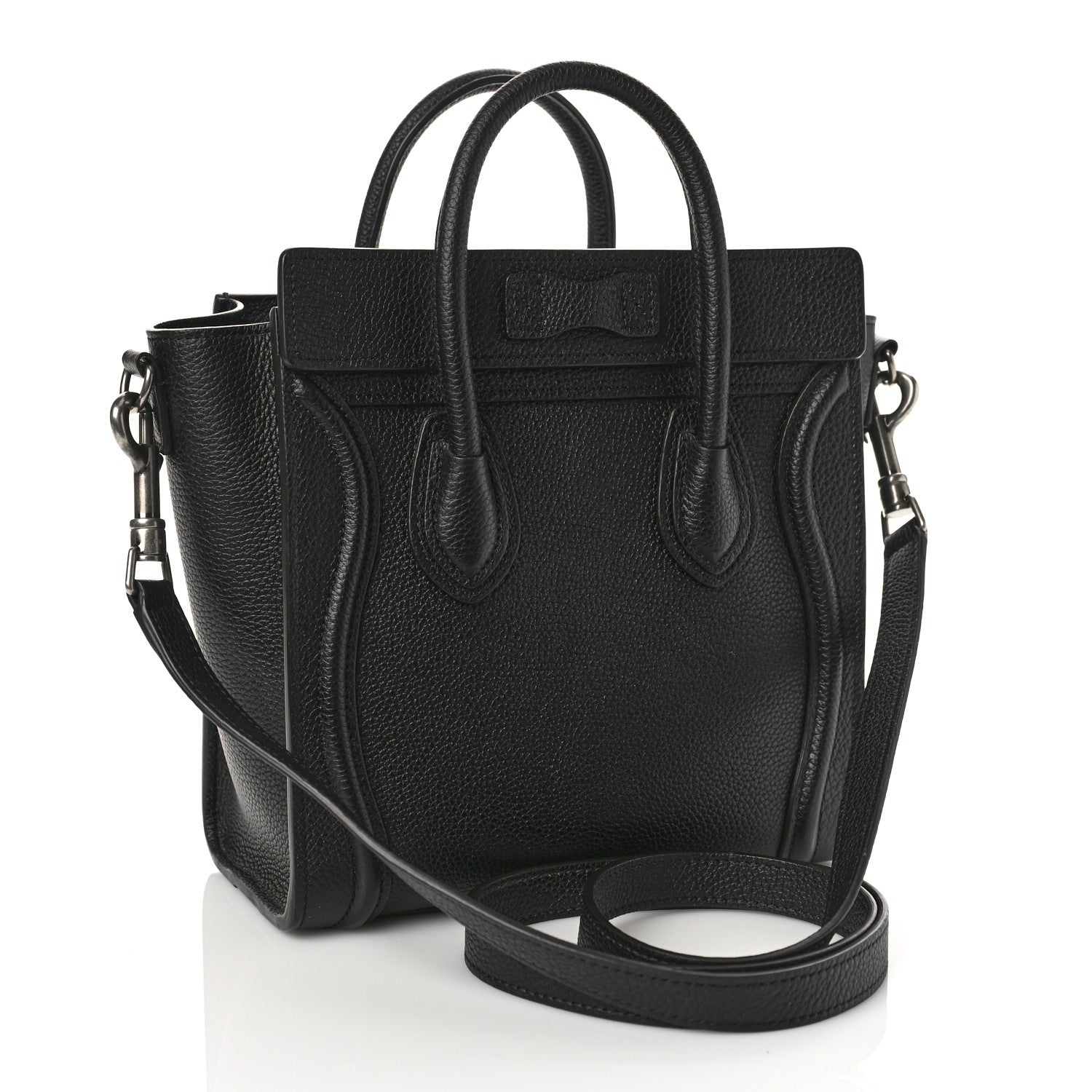Celine Drummed Calfskin Nano Luggage Black 3 of 8