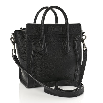 Celine Drummed Calfskin Nano Luggage Black 3 of 8