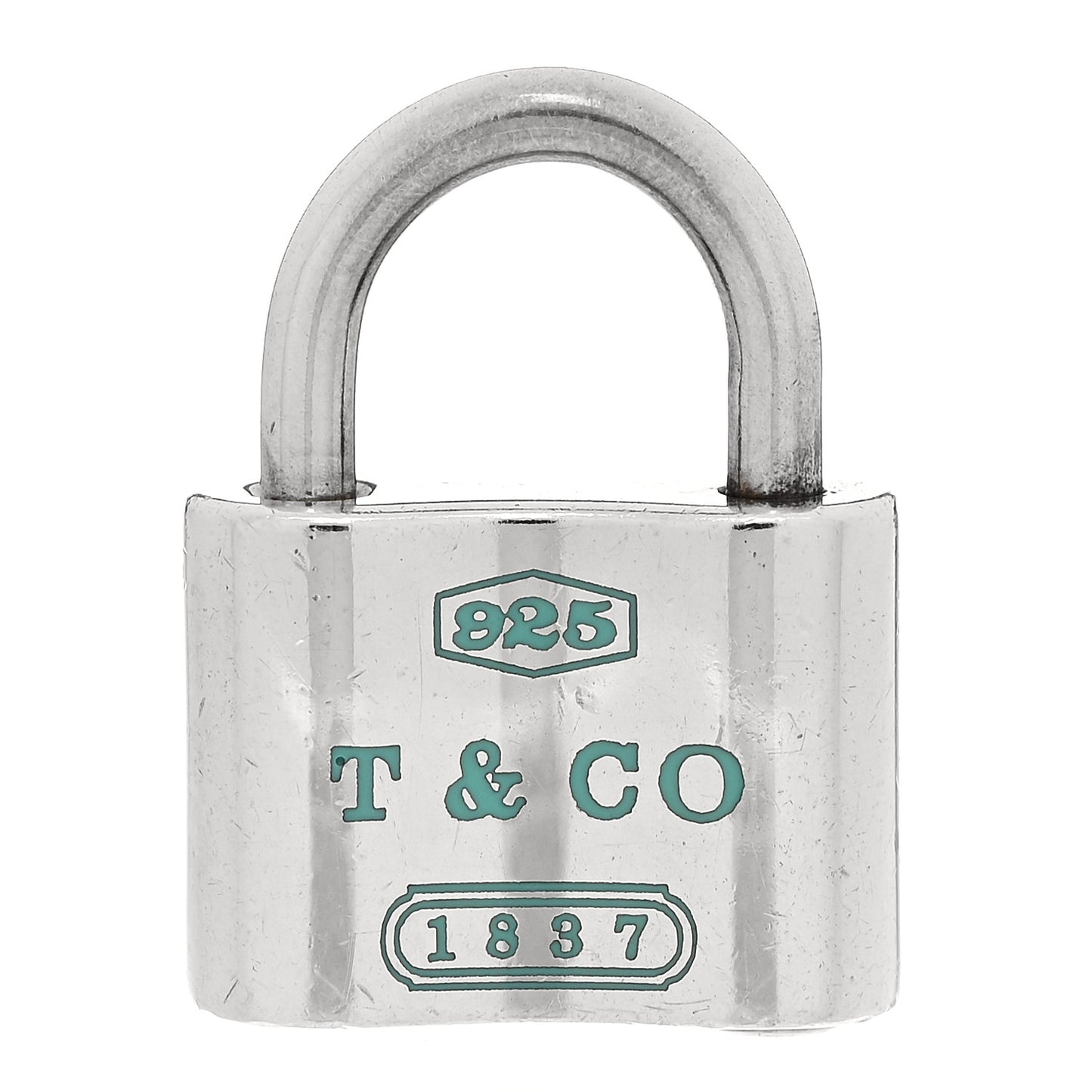 Sterling Silver Enamel 1837 Lock Charm Blue