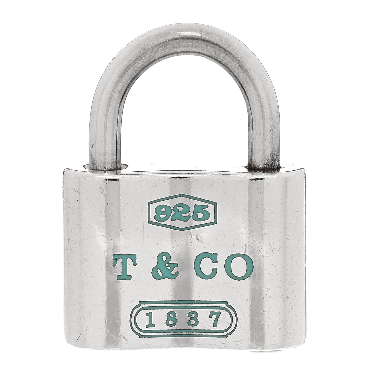 Tiffany Sterling Silver Enamel 1837 Lock Charm Blue 1 of 4