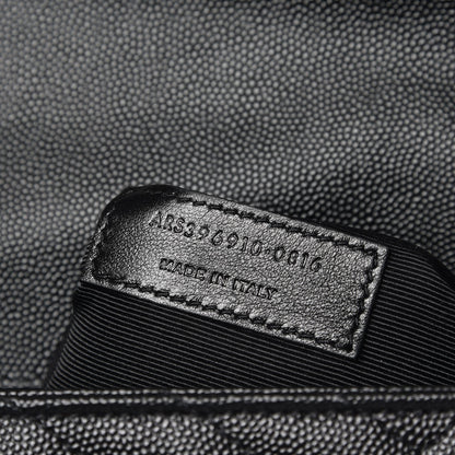 Saint Laurent Grain De Poudre Matelasse Chevron Large Monogram Satchel Black 7 of 7