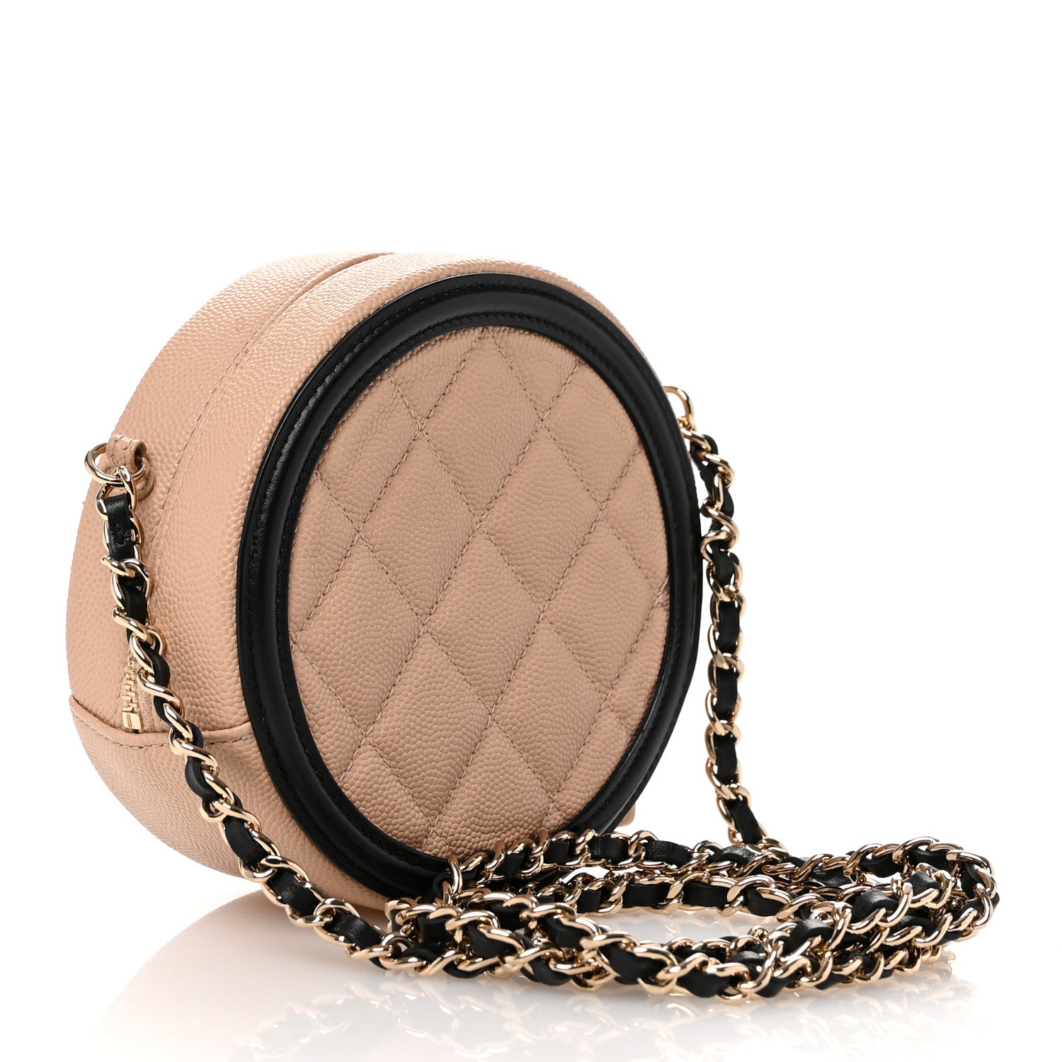 Chanel Caviar Quilted Round Filigree Crossbody Beige Black 3 of 10