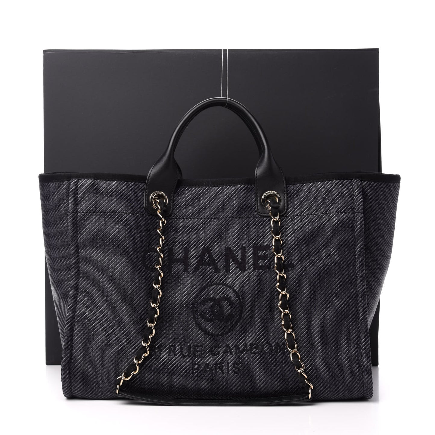 Mixed Fibers Calfskin Medium Deauville Tote Blue