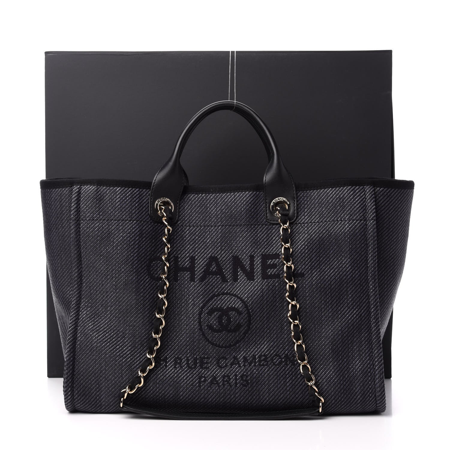 Chanel Mixed Fibers Calfskin Medium Deauville Tote Blue 11 of 11