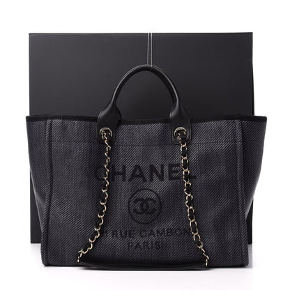 Chanel Mixed Fibers Calfskin Medium Deauville Tote Blue 11 of 11