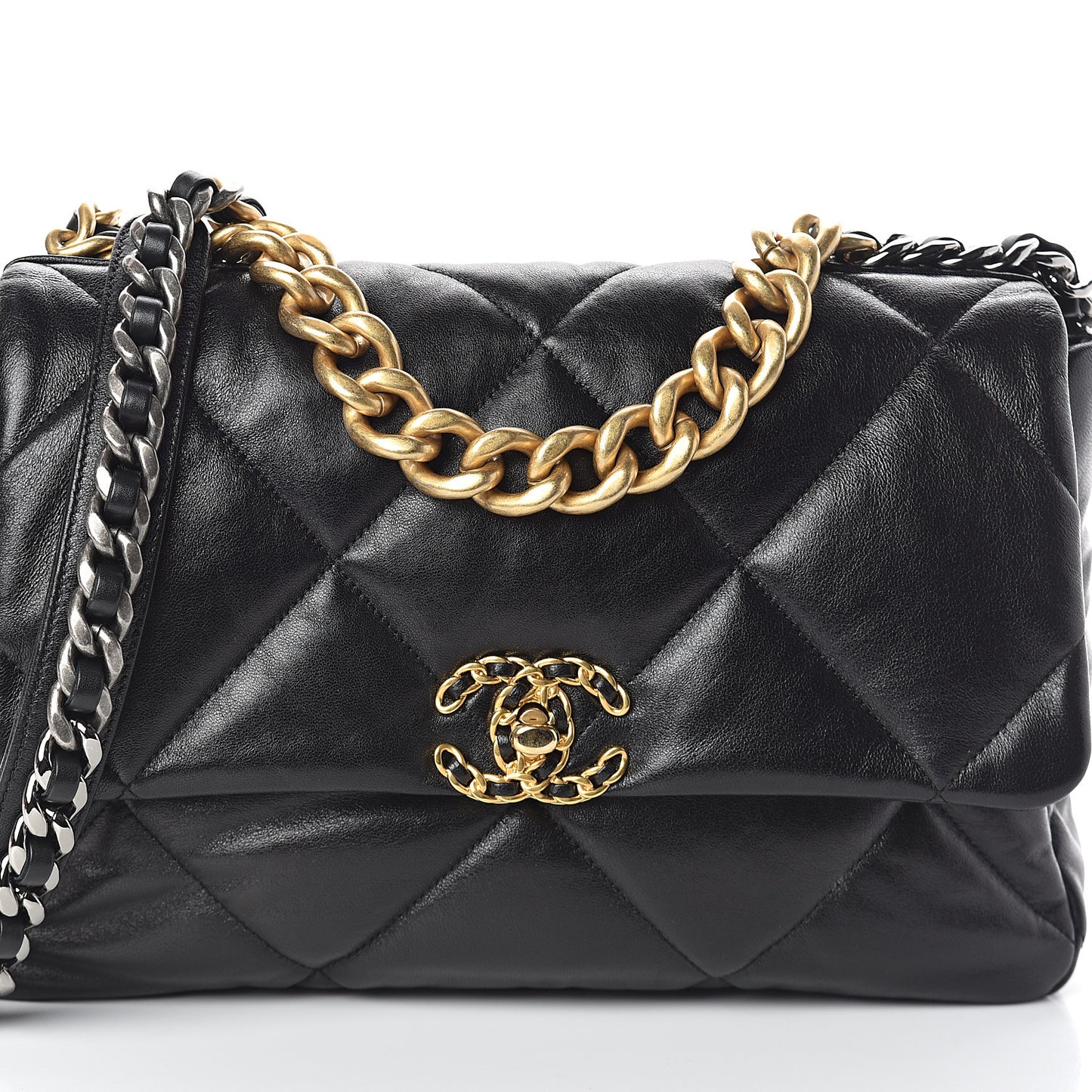Lambskin Quilted Large 19 Flap Black