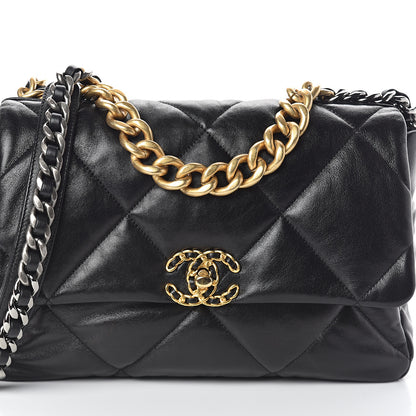 Chanel Lambskin Quilted Large 19 Flap Black 7 of 9