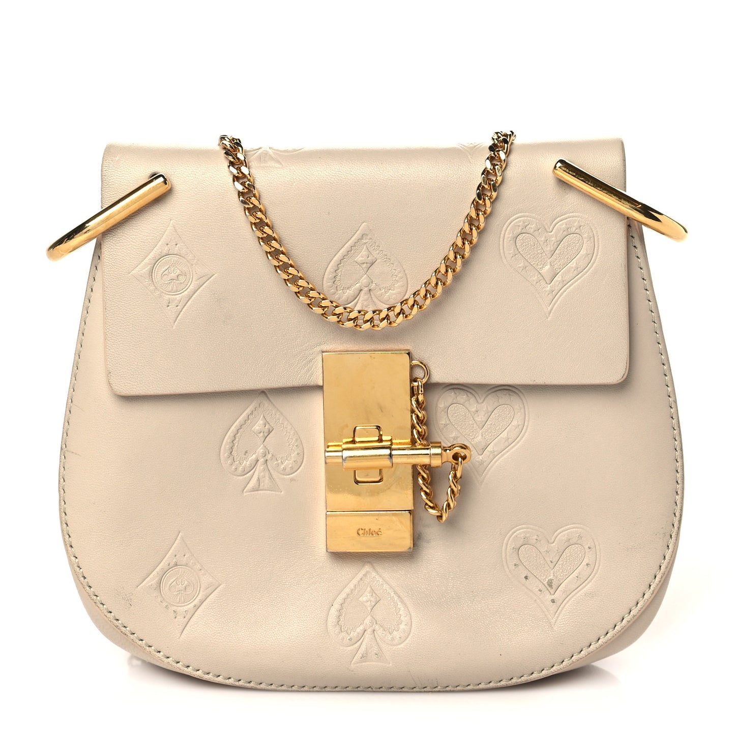 Calfskin Embossed Small Drew Shoulder Bag Abstract White
