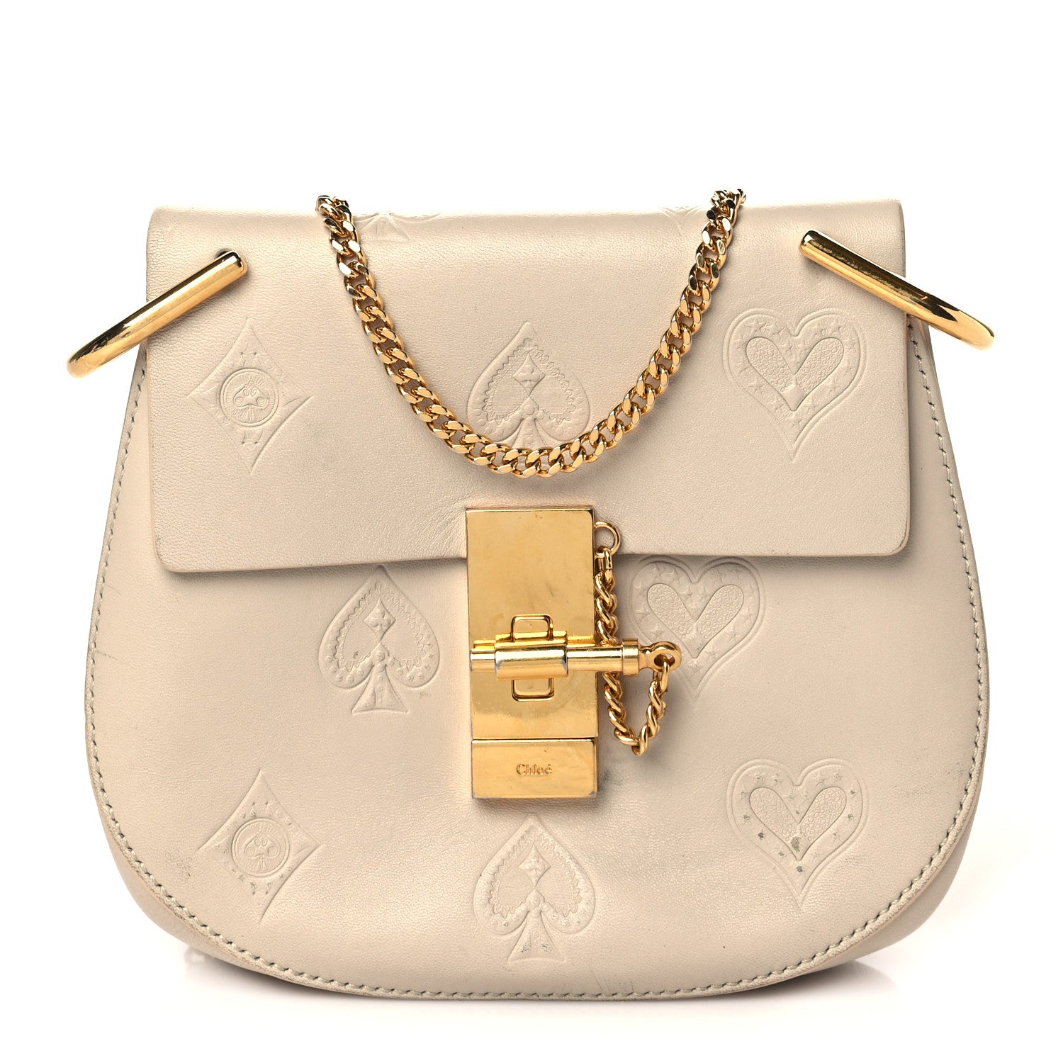 Chloe Calfskin Embossed Small Drew Shoulder Bag Abstract White 1 of 13