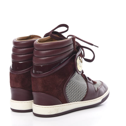 Louis Vuitton Calfskin Suede Postmark Wedge Sneakers 37 Bordeaux 4 of 10