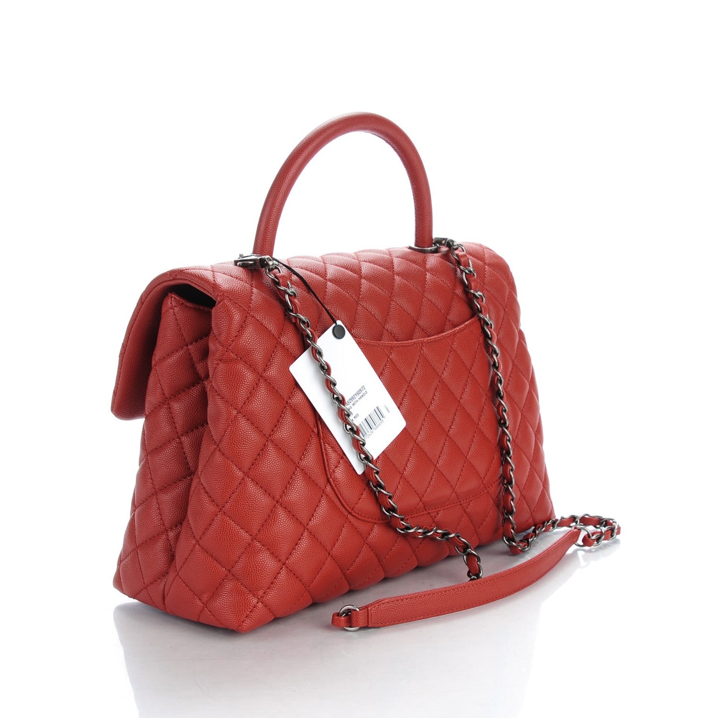 Caviar Quilted Medium Coco Handle Flap Dark Red