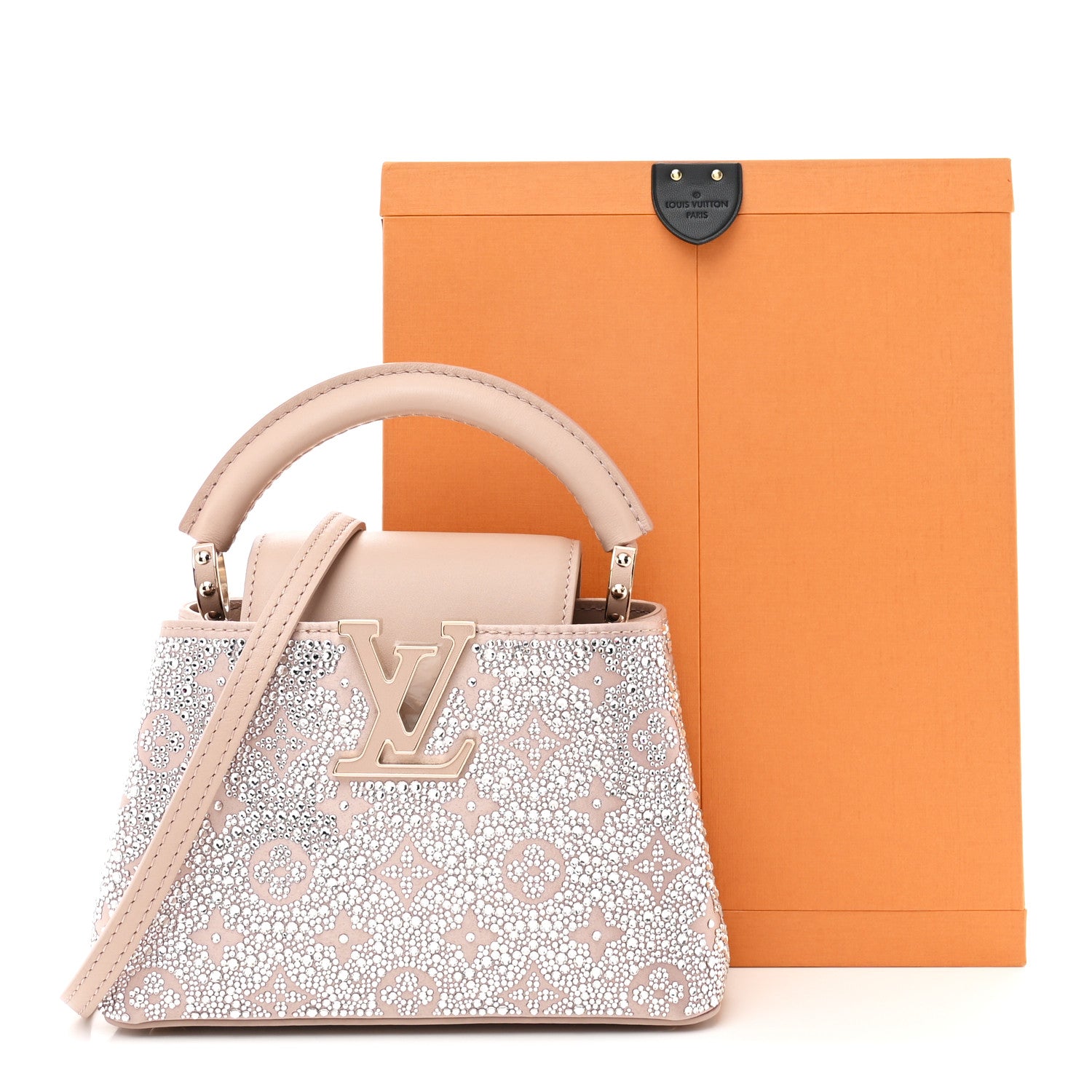 Louis Vuitton Calfskin Satin Swarovski Crystal Mini Capucines