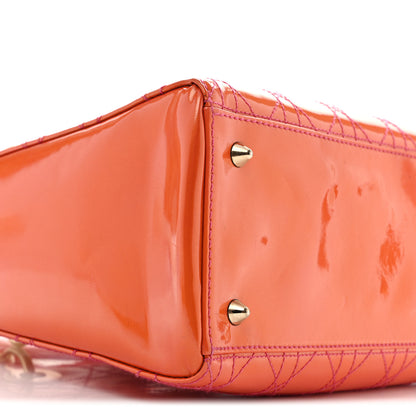 Christian Dior Patent Cannage Stitched Medium Lady Dior Orange 9 of 17