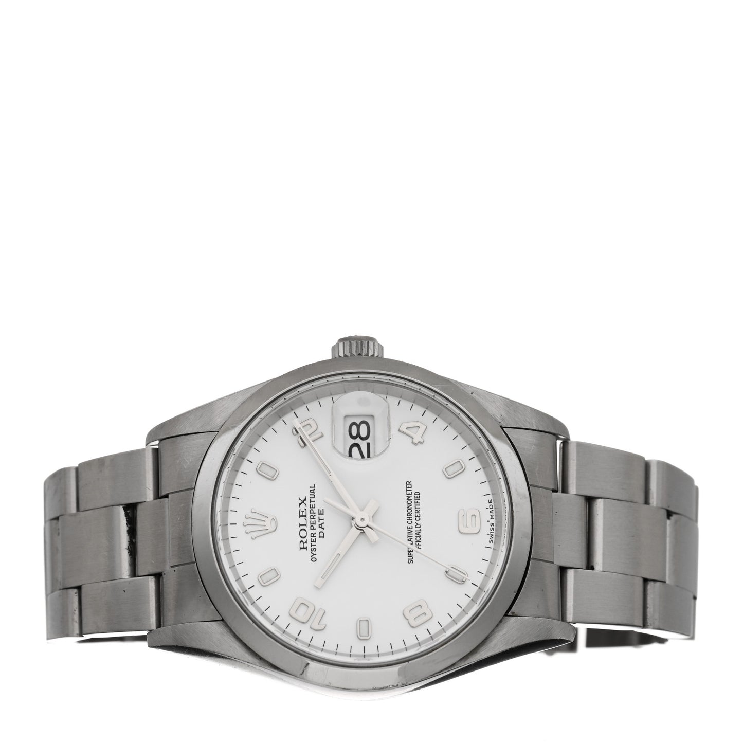 Stainless Steel 34mm Oyster Perpetual Date Watch White 15200