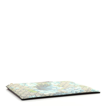 Gucci GG Supreme Monogram Blooms Suede Large Zip Pouch Blue 4 of 9