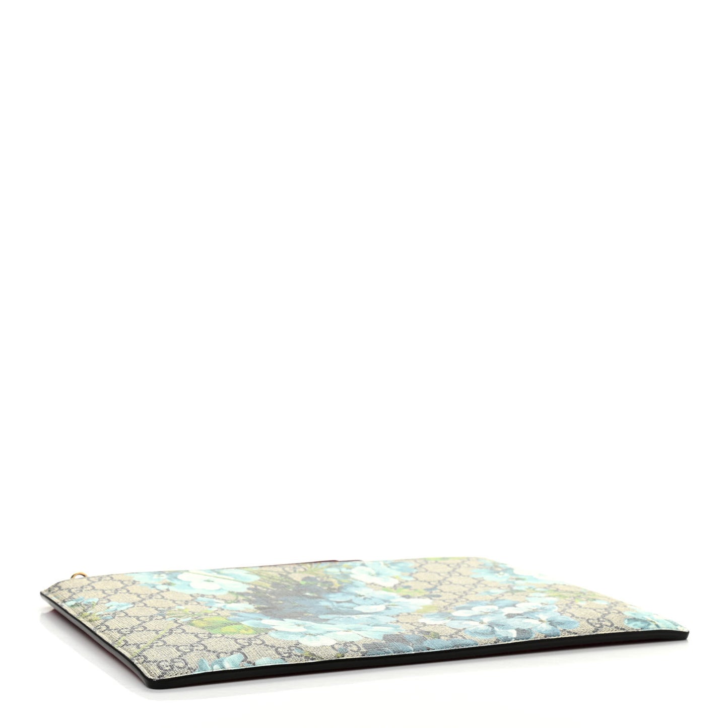 GG Supreme Monogram Blooms Suede Large Zip Pouch Blue