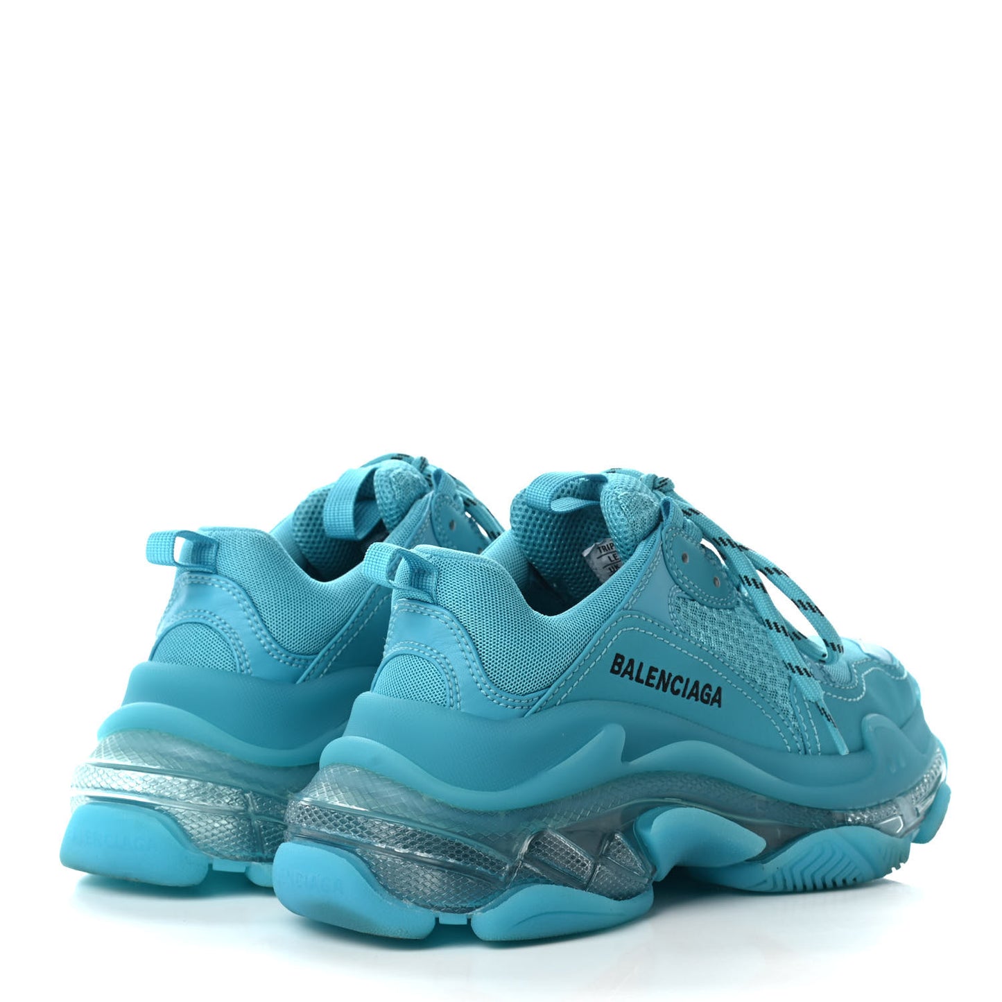Fabric Mesh Clear Sole Womens Triple S Sneakers 36 Turquoise