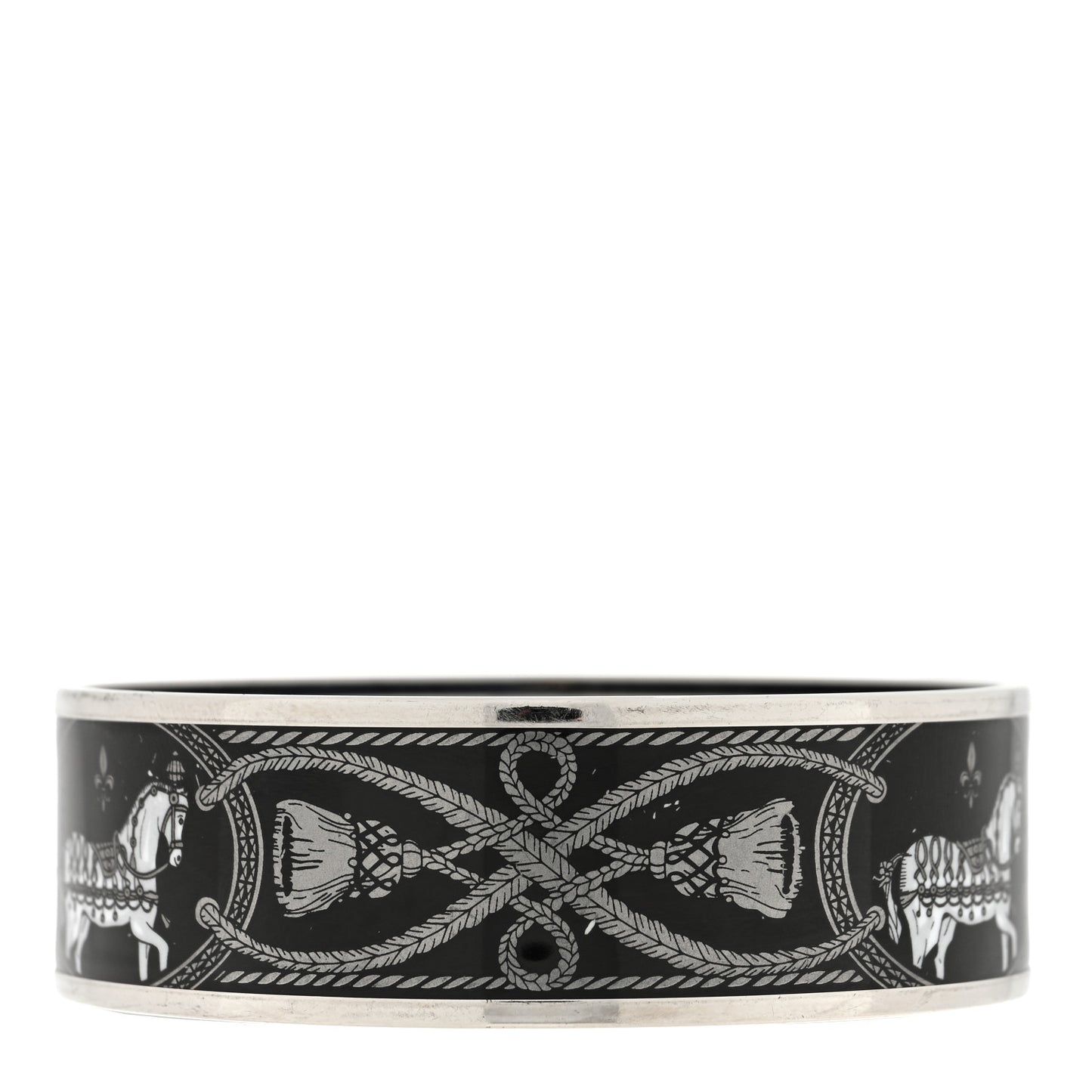 Enamel Printed Wide Grand Apparat Bracelet Black