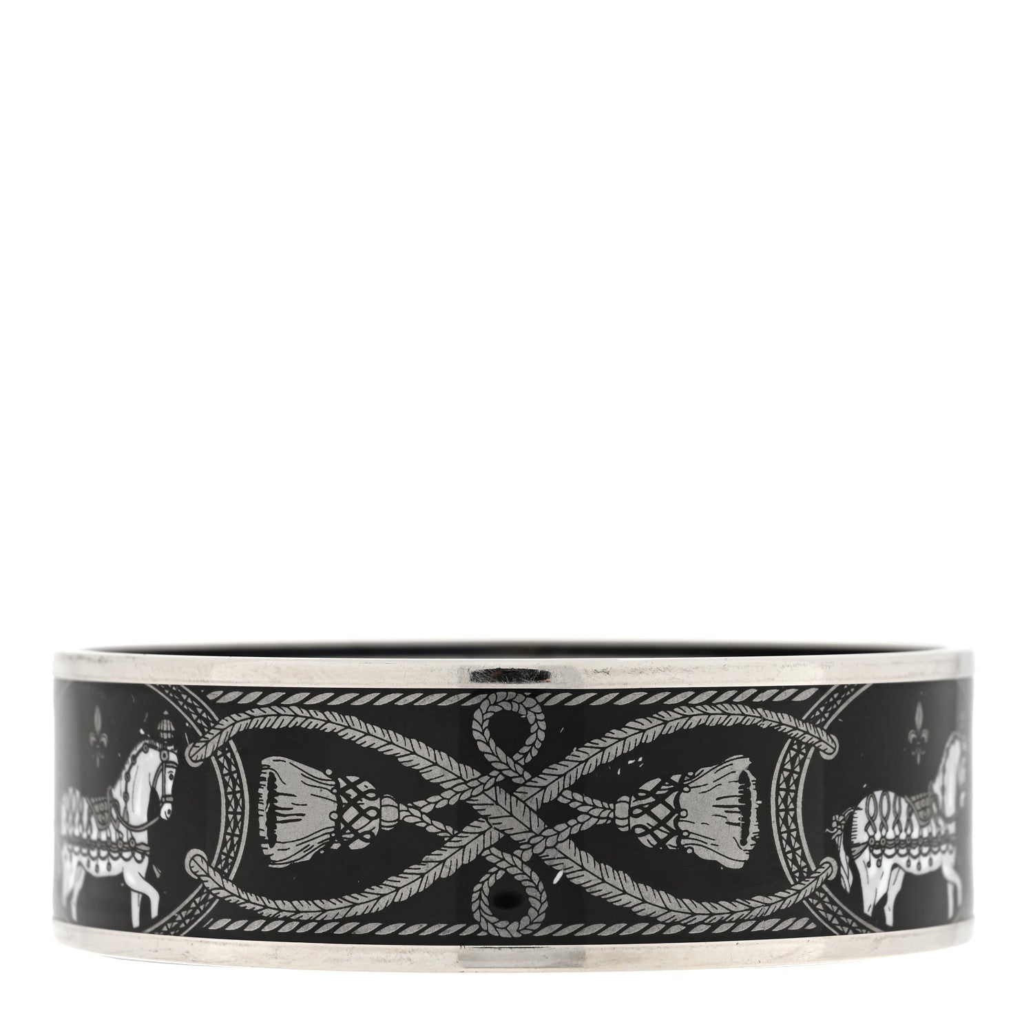 Hermes Enamel Printed Wide Grand Apparat Bracelet Black 3 of 4