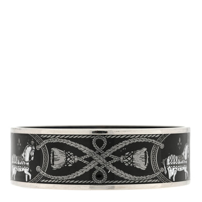 Hermes Enamel Printed Wide Grand Apparat Bracelet Black 3 of 4