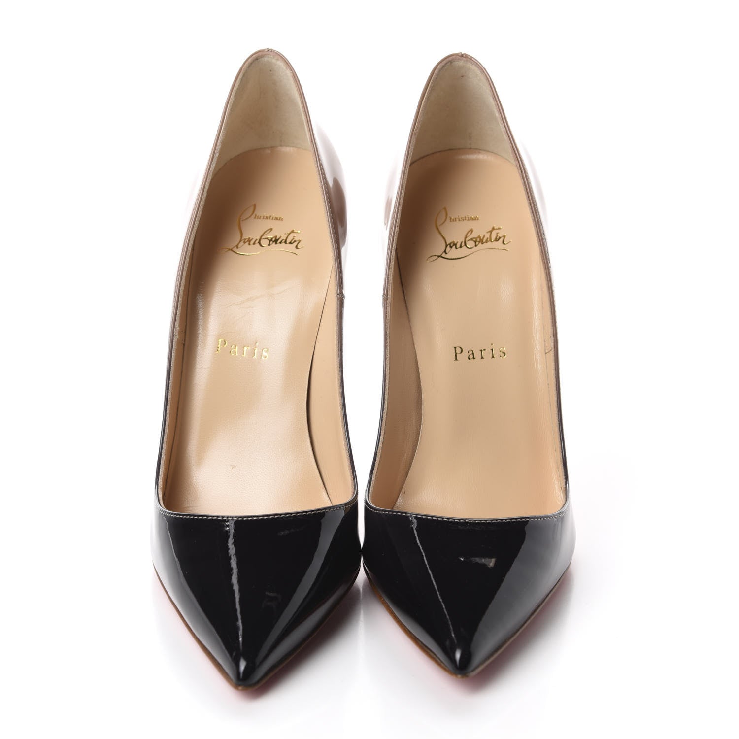Christian Louboutin Patent Degrade So Kate 120 Pumps 37.5 Black Nude 2 of 9